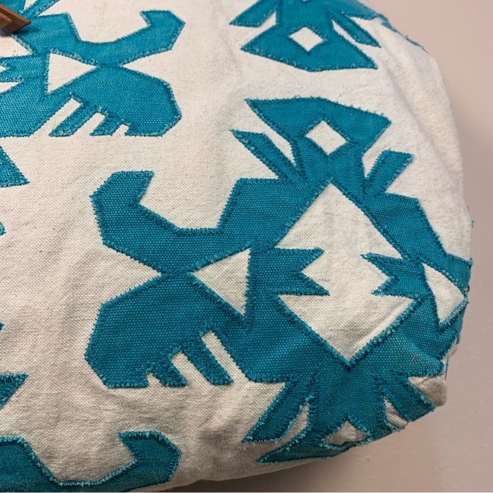 VTG y2k Lucky Brand Large Embroidered Canvas Leather Shoulder Bag - Picture 10 of 14